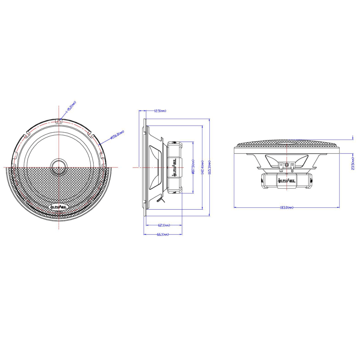 In Phase XTC6CX 6.5" 16.5cm 600 Watt 2 Way Component Door Speakers with Tweeters and Grills