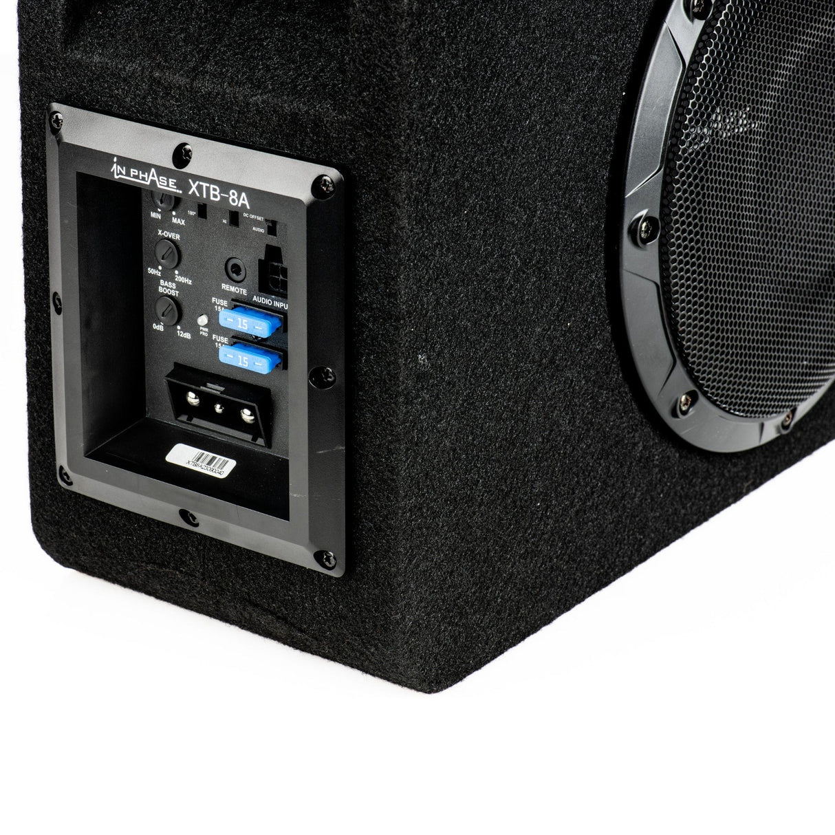 In Phase XTB-8A 600W Active Amplified Subwoofer Enclosure with Built in Class D Amp, Bass Remote and Quick Release Connections