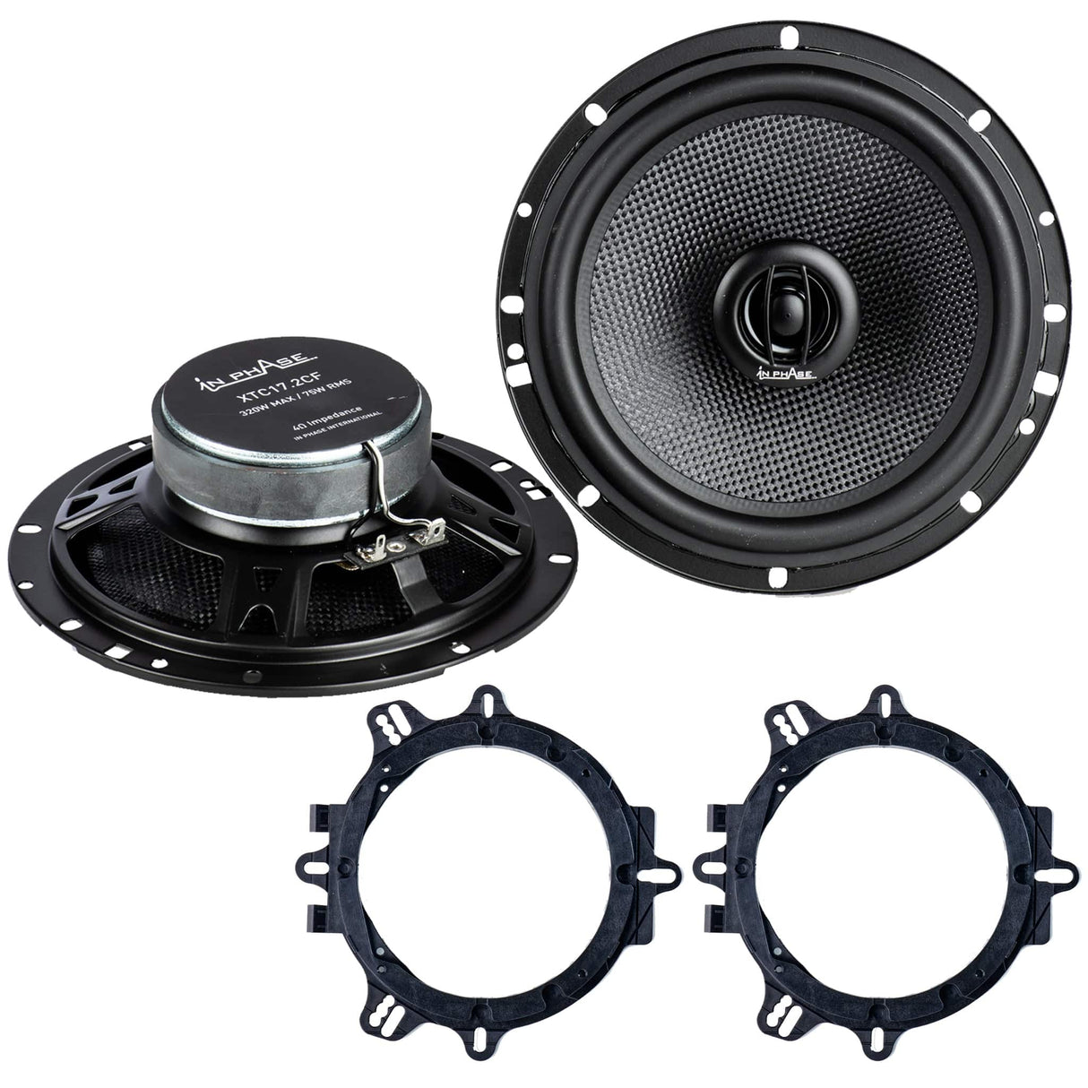 In Phase XTC17.2CF 320 Watts 17cm 2-Way Rotary Tweeter Car Door/Shelf Speakers