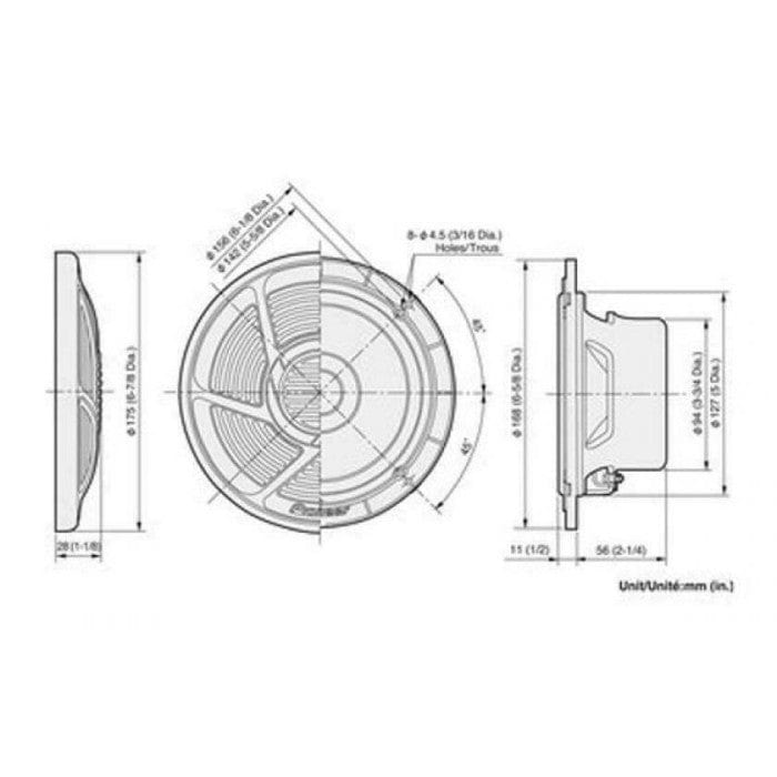 Pioneer TS-MR1600 100W 17cm 2-Way Marine Speaker System