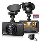 Dash Cam for Cars Front and Rear and SD Card Included 1080P Full HD In